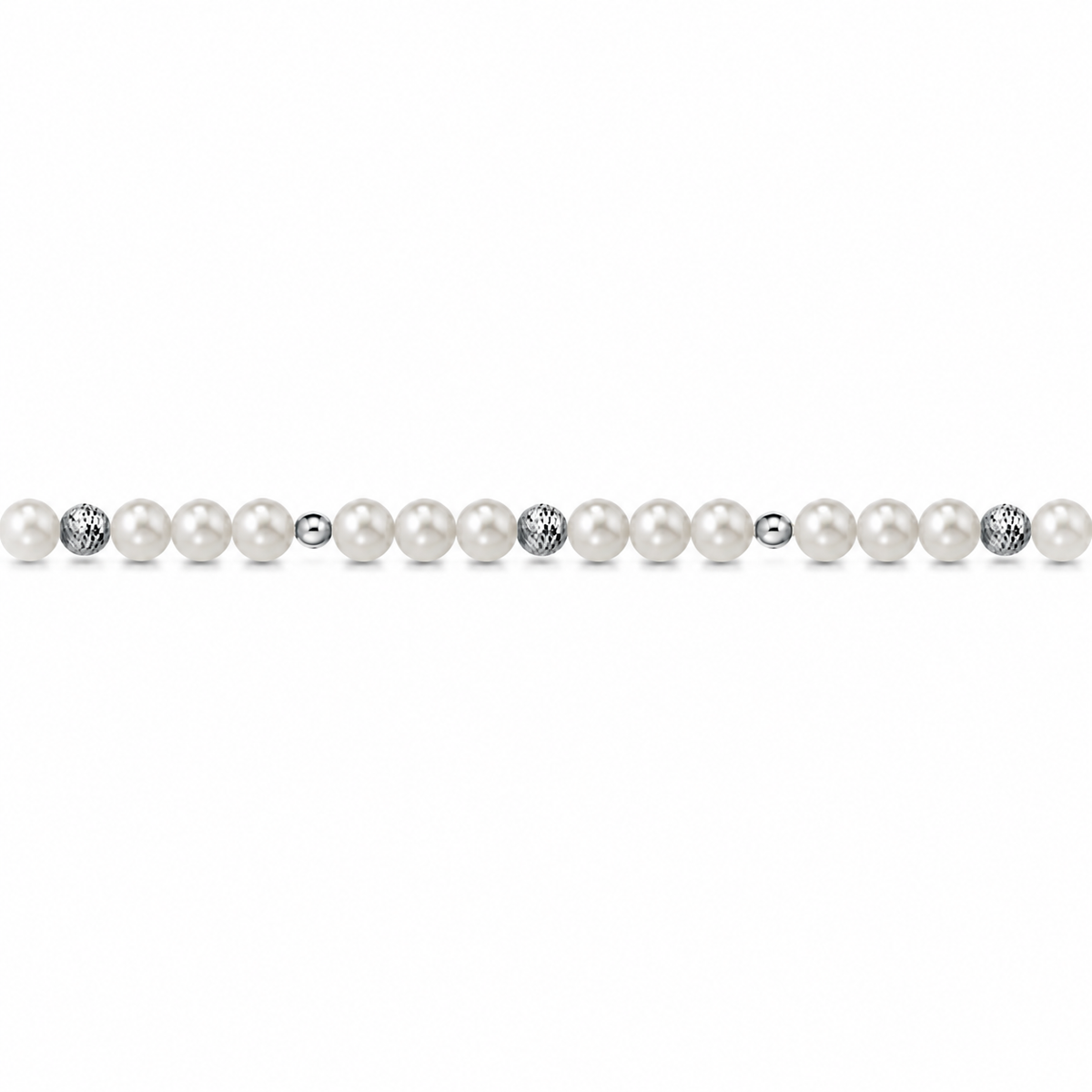 Collana di Perle con Sfere Sfaccettate e Lucide in Oro Bianco 18kt