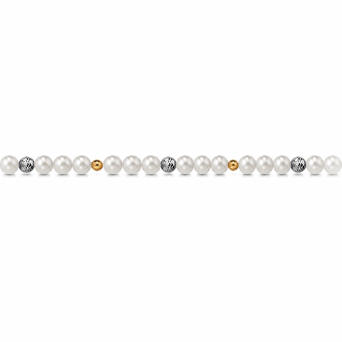 Collana di Perle con Sfere Sfaccettate e Lucide in Oro Giallo 18kt
