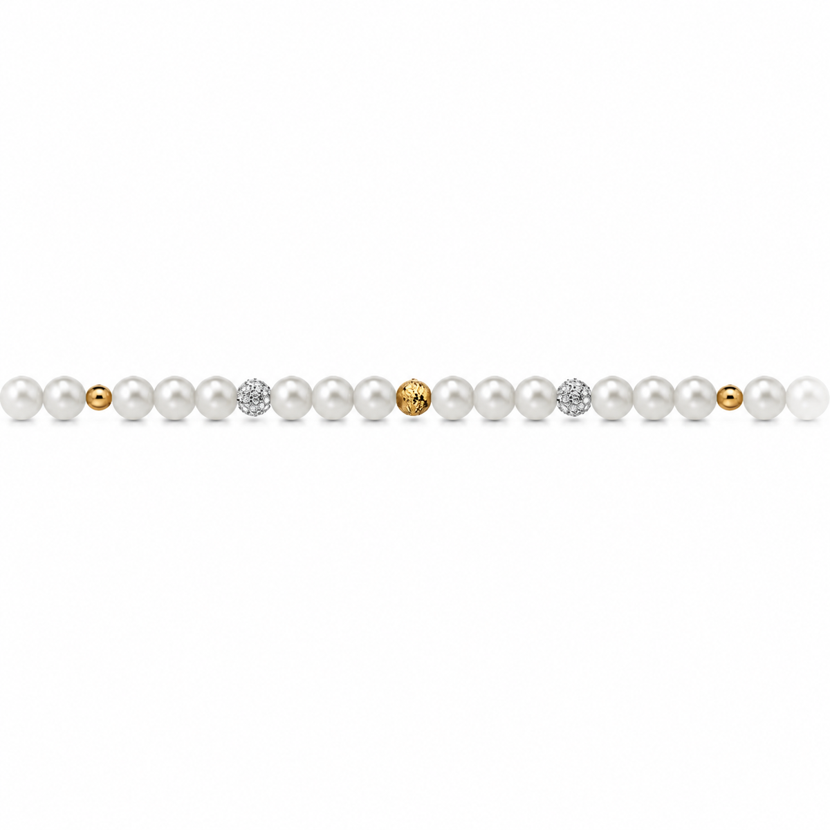 Collana di Perle con Sfere Sfaccettate, Lucide e Diamanti