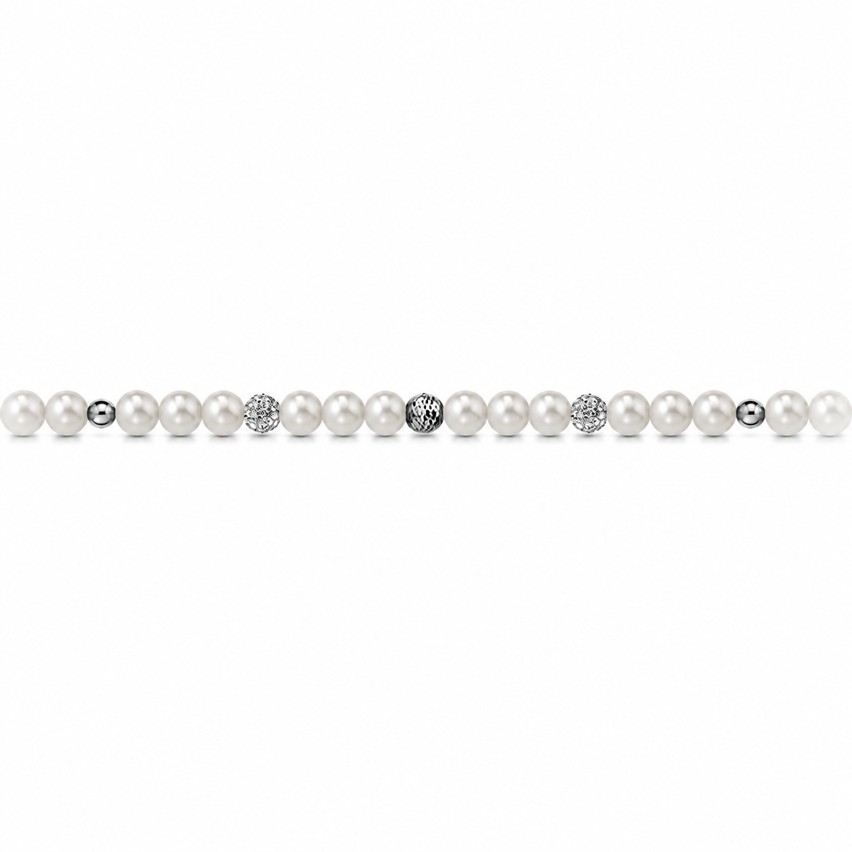 Collana di Perle con Sfere Sfaccettate, Lucide e Diamanti