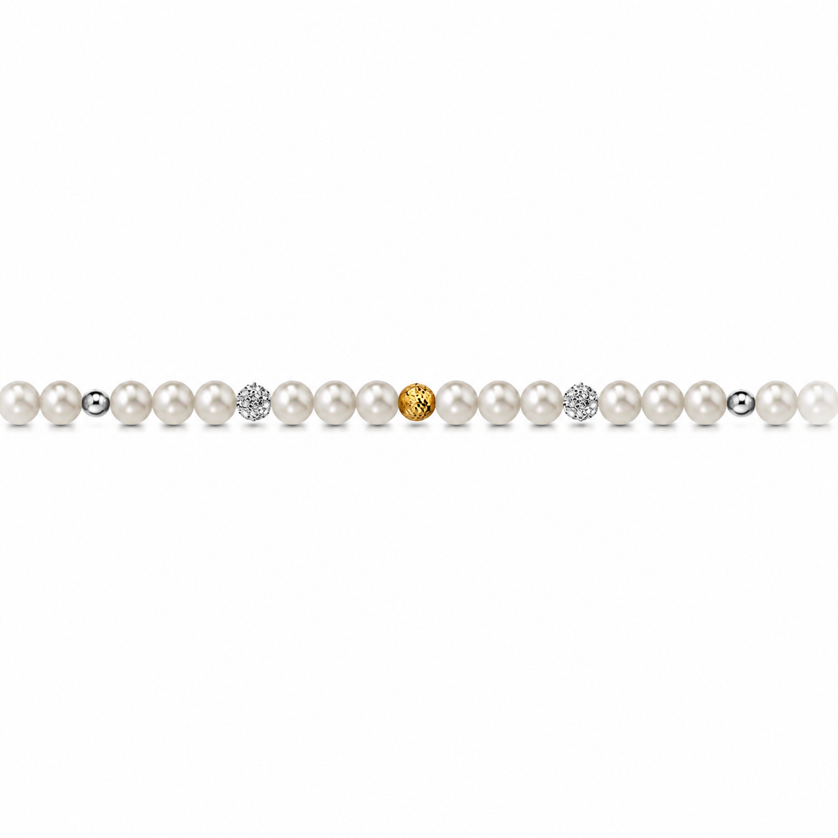 Collana di Perle con Sfere Sfaccettate, Lucide e Diamanti