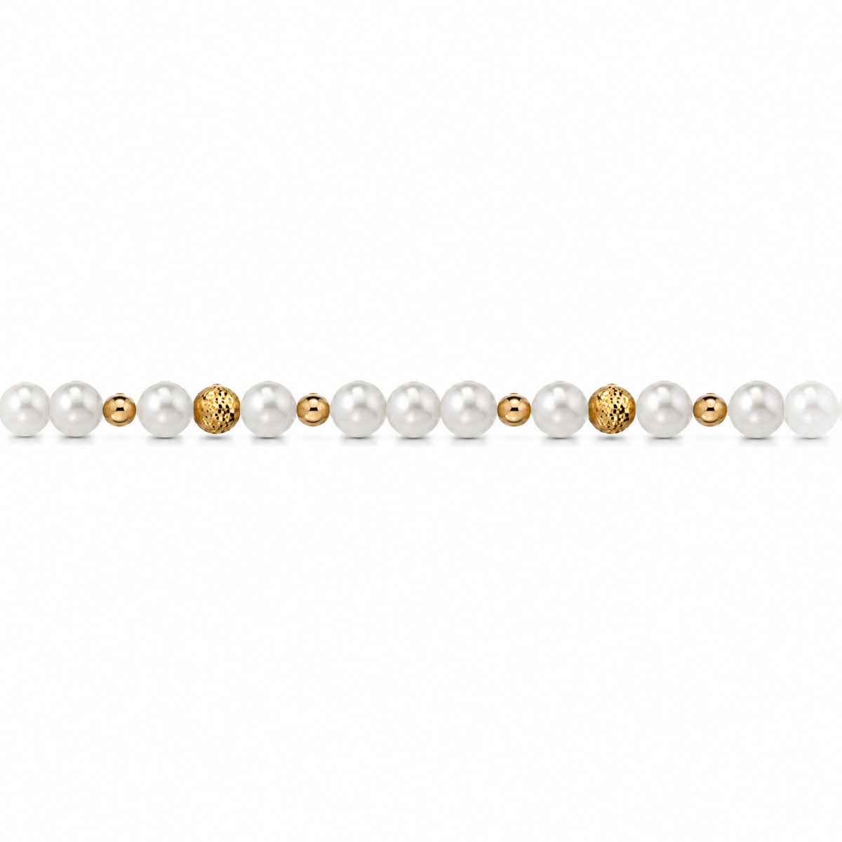 Collana di Perle con Sfere Sfaccettate e Lucide in Oro Giallo 18kt