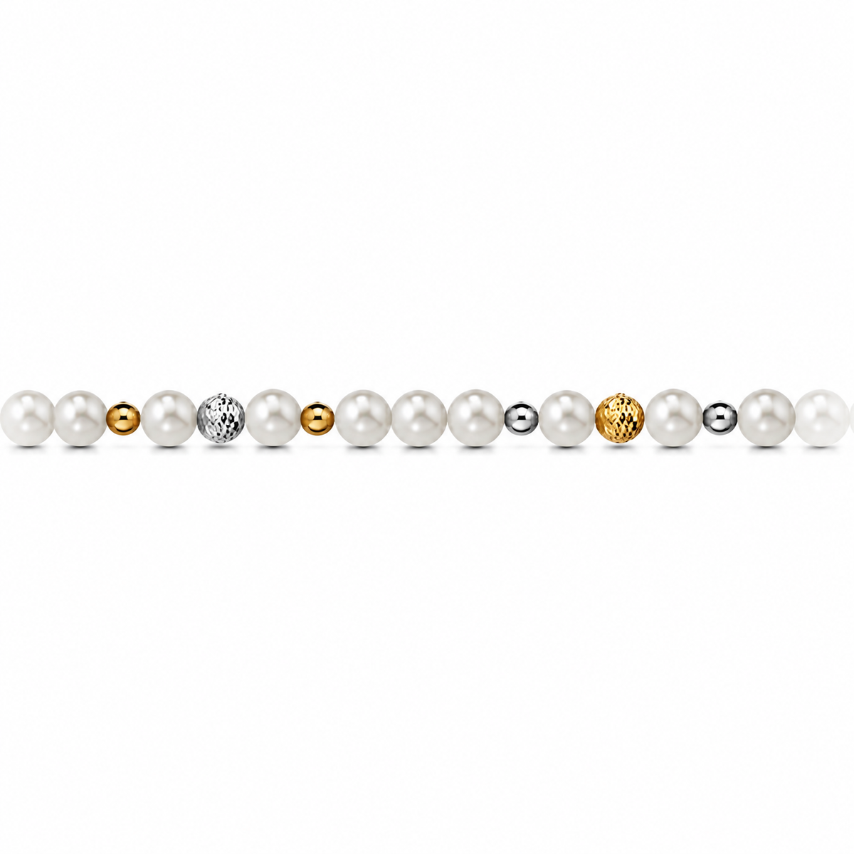 Collana di Perle con Sfere Sfaccettate e Lucide in Oro Giallo 18kt