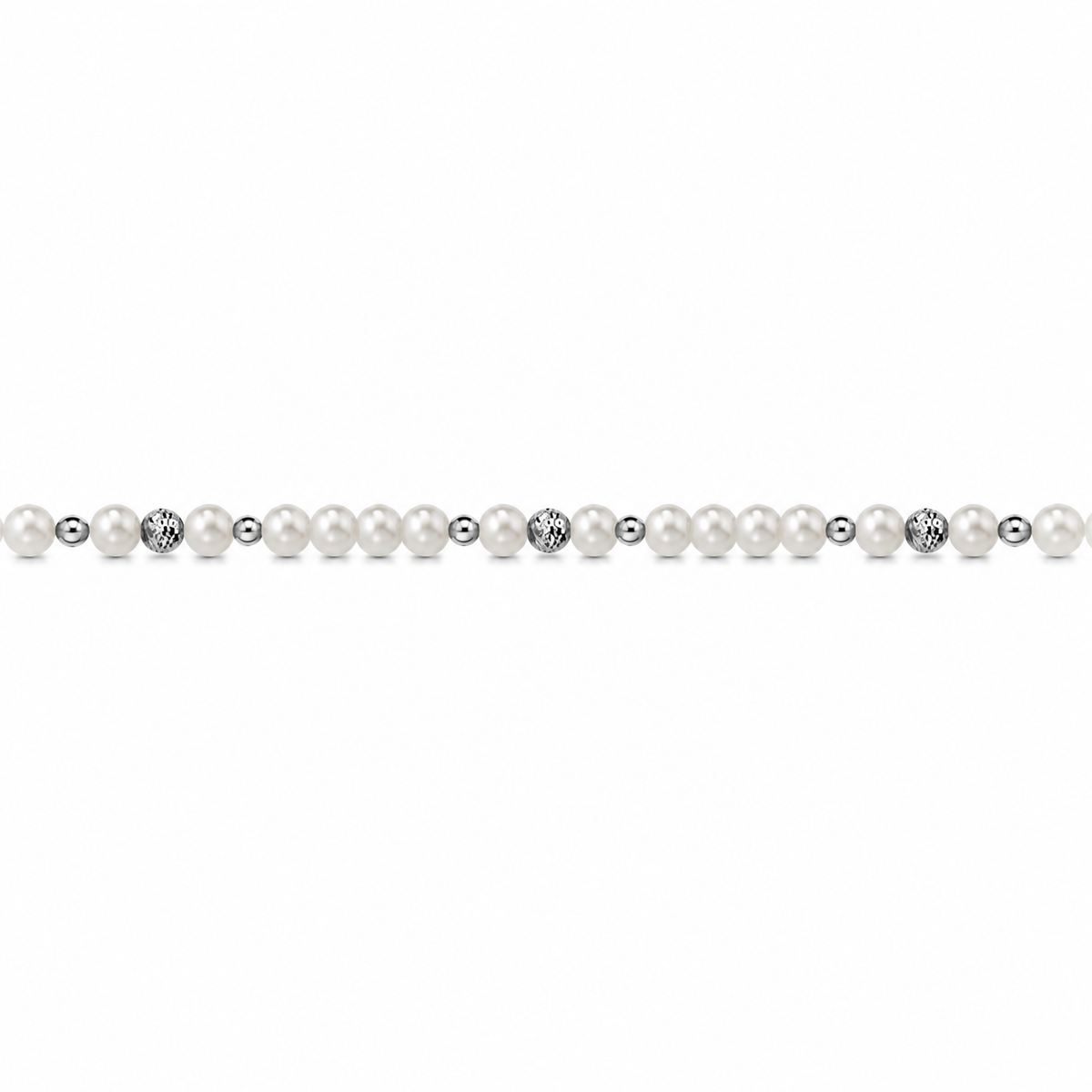 Collana di Perle con Sfere Sfaccettate e Lucide in Oro Bianco 18kt