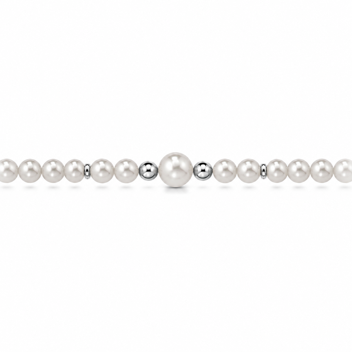 Bracciale di Perle con Perla Centrale in Oro Bianco 18kt