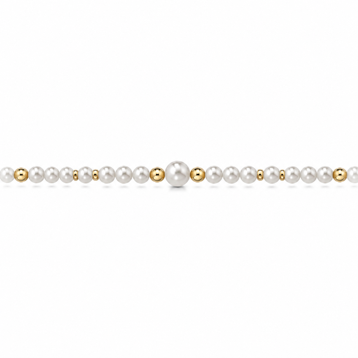 Bracciale di Perle con Perla Centrale in Oro Giallo 18kt