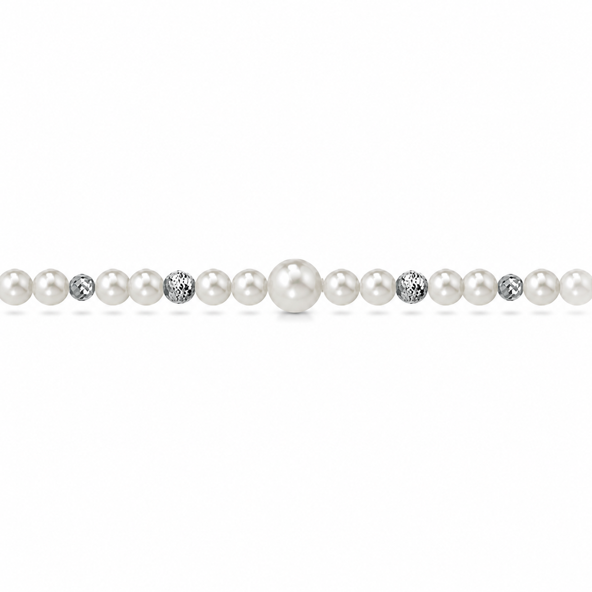 Collana di Perle con Perla Centrale in Oro Bianco 18kt