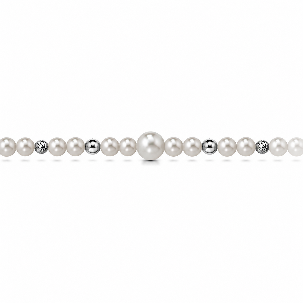 Collana di Perle con Perla Centrale in Oro Bianco 18kt