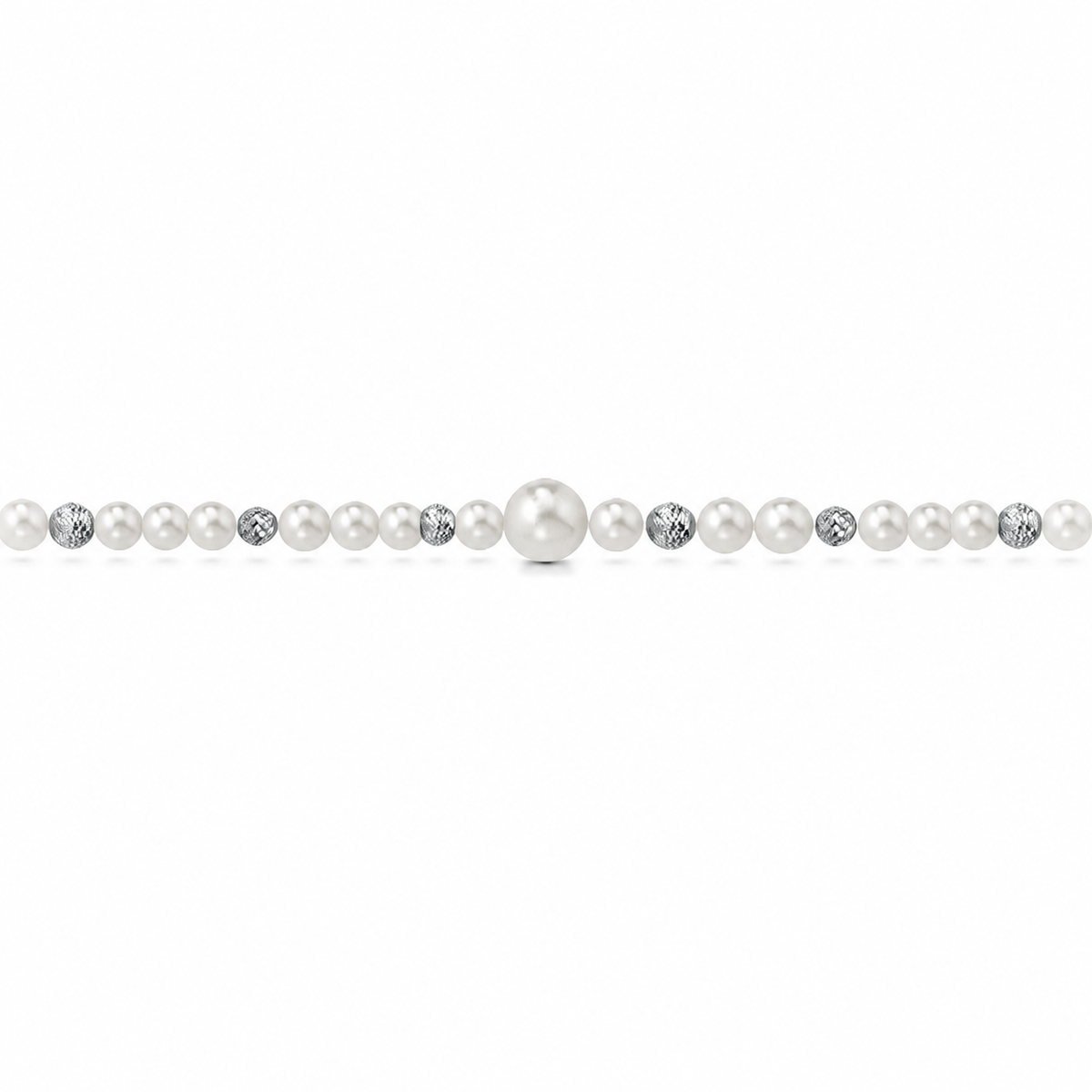Collana di Perle con Perla Centrale in Oro Bianco 18kt