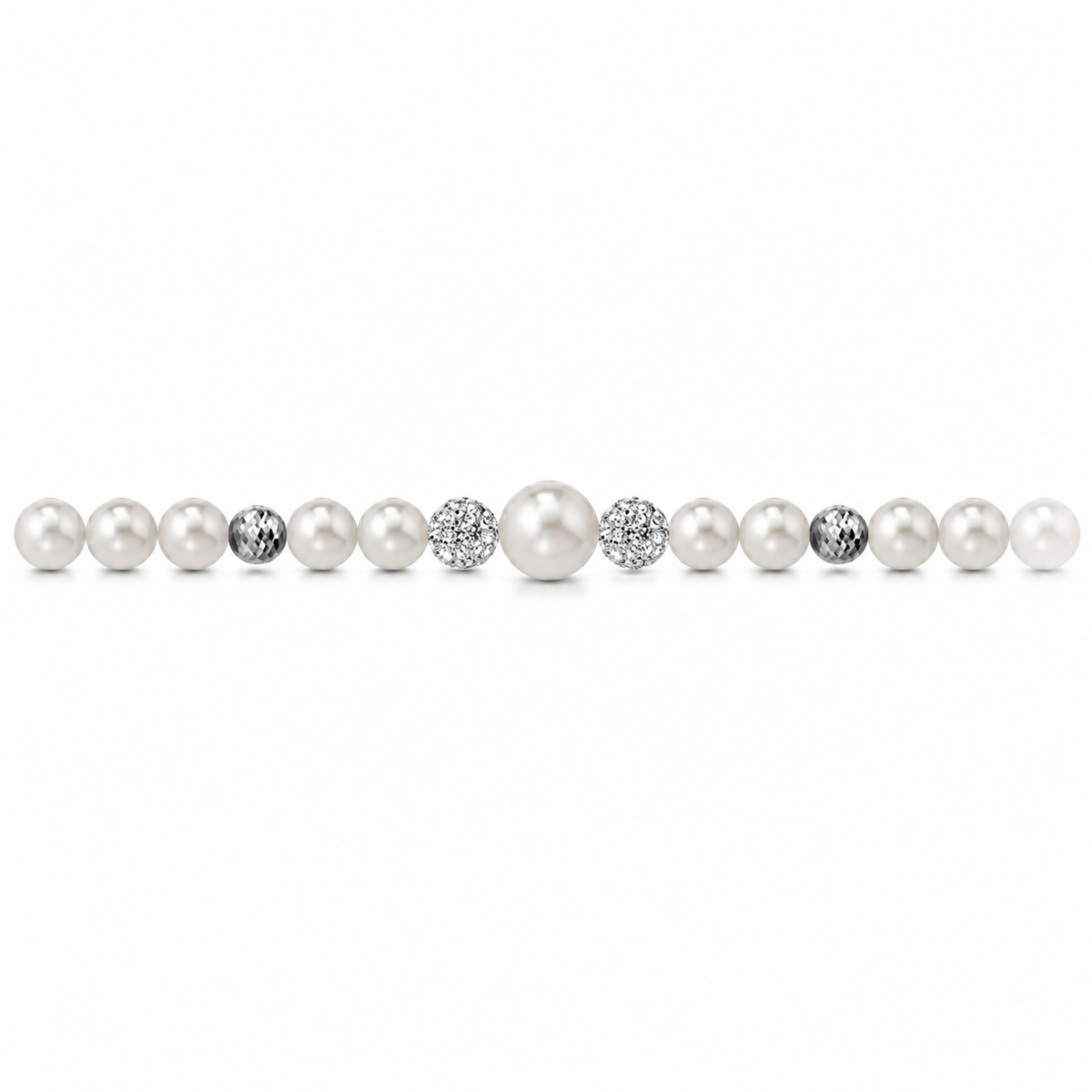 Collana di Perle con Sfere Sfaccettate e Zirconi
