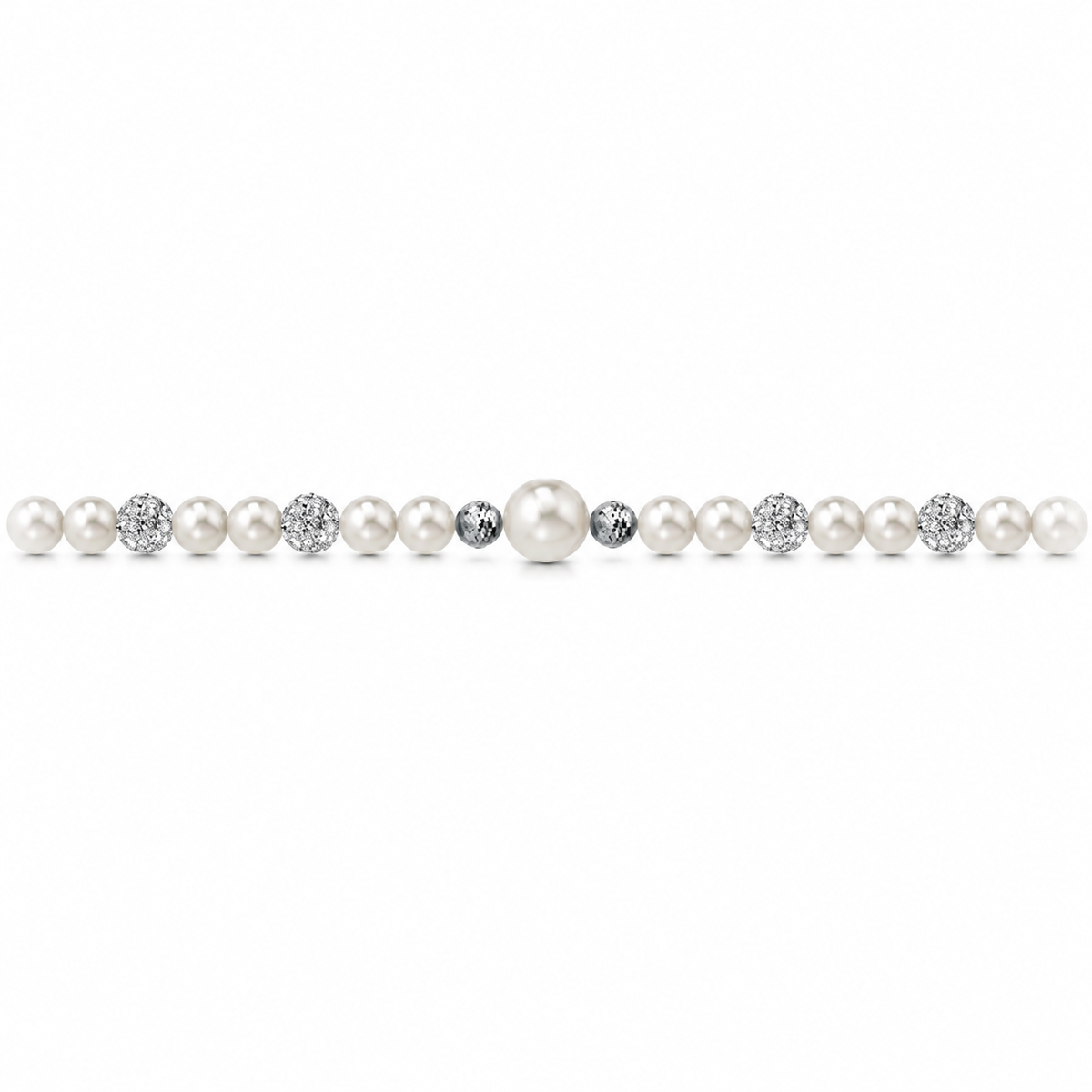 Collana di Perle con Sfere Sfaccettate e Zirconi