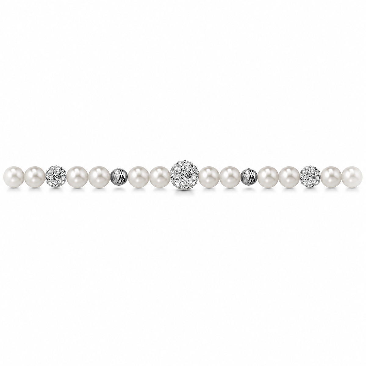 Collana di Perle con Sfere Sfaccettate e Zirconi
