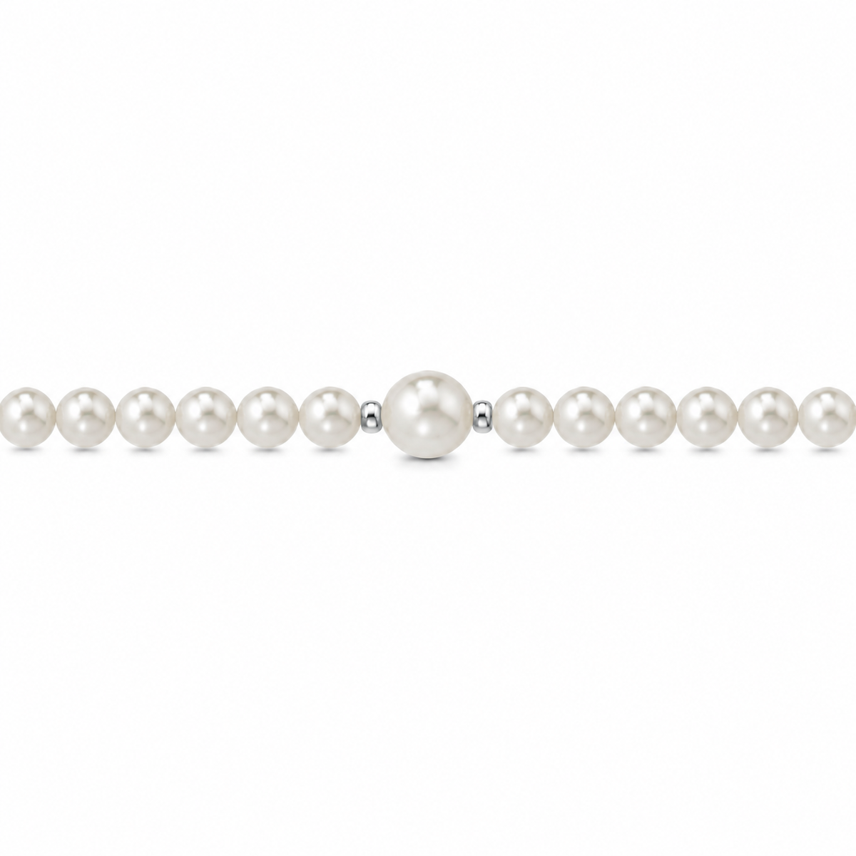 Bracciale di Perle con Perla Centrale in Oro Bianco 18kt