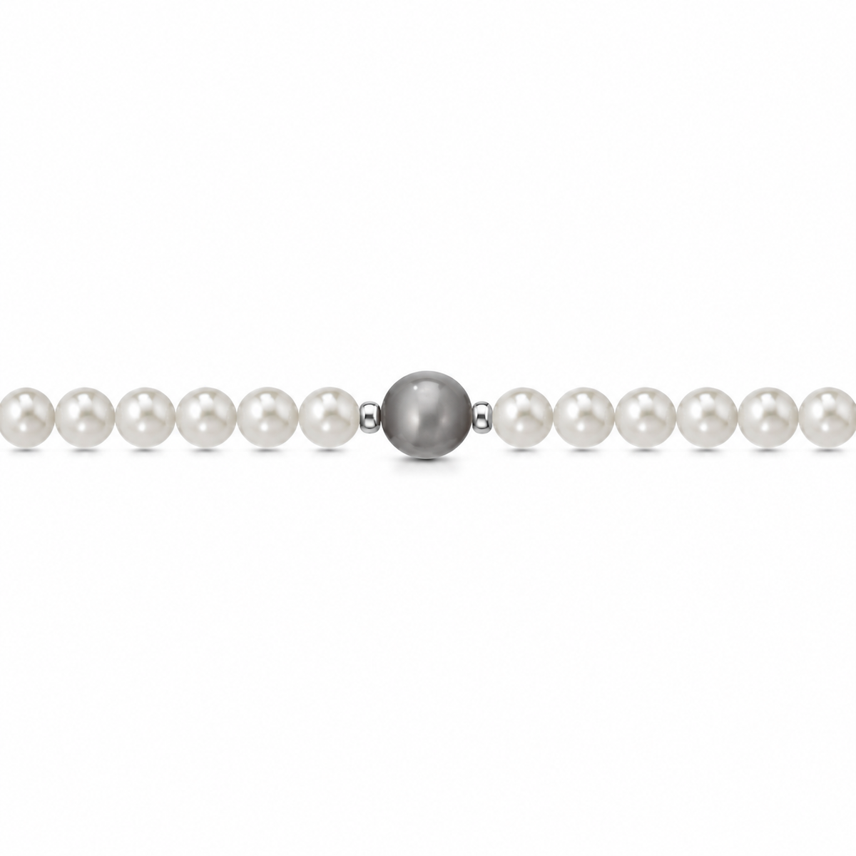 Bracciale di Perle con Perla Grigia Centrale in Oro Bianco 18kt