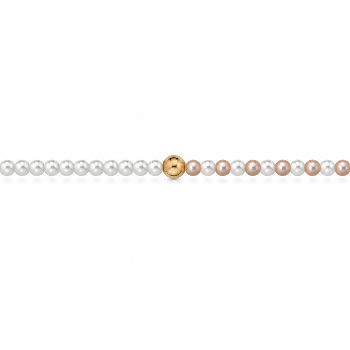 Bracciale di Perle Bianche e Rosa con Sfera in Oro Giallo 18kt
