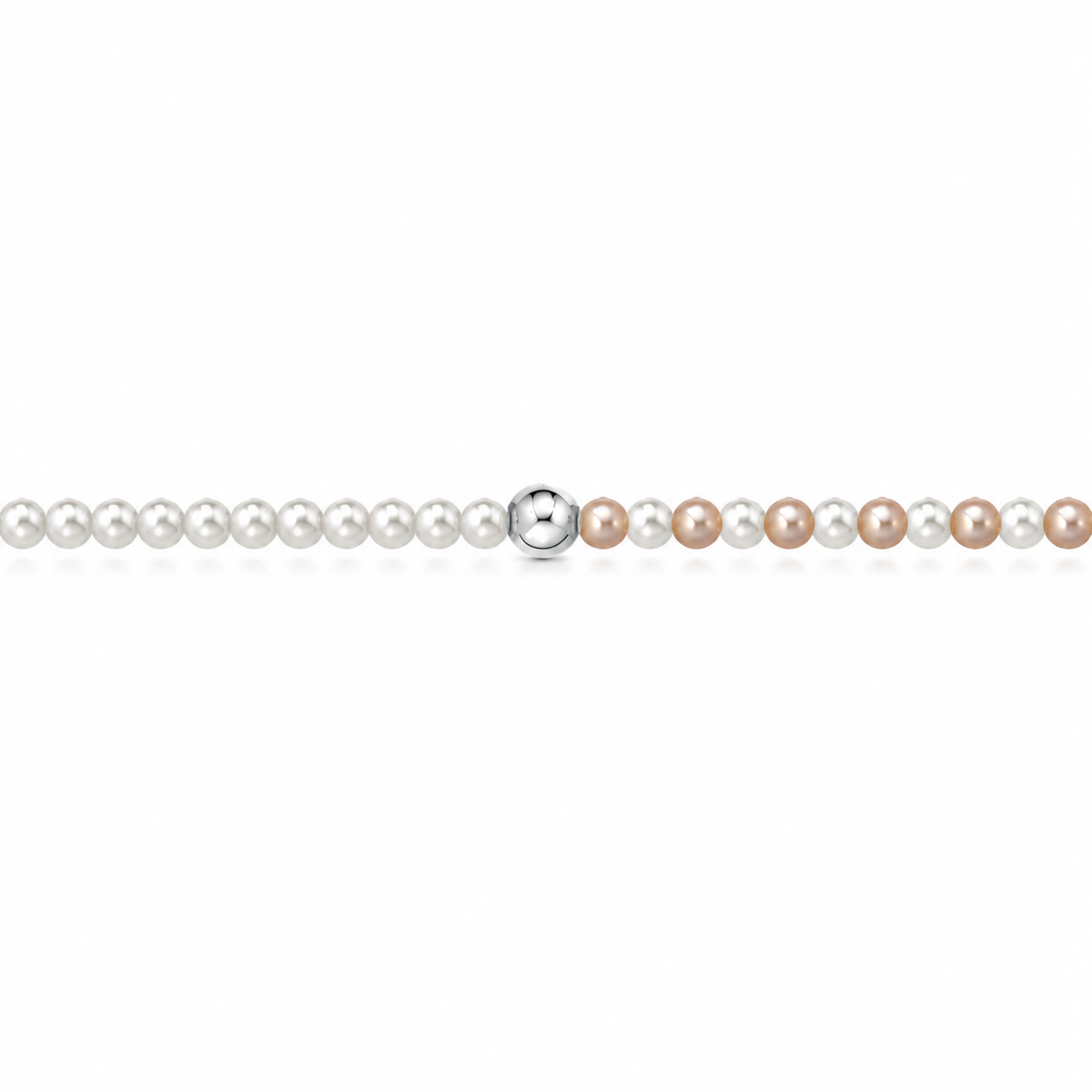 Bracciale di Perle Bicolore con Sfera in Oro Bianco 18kt