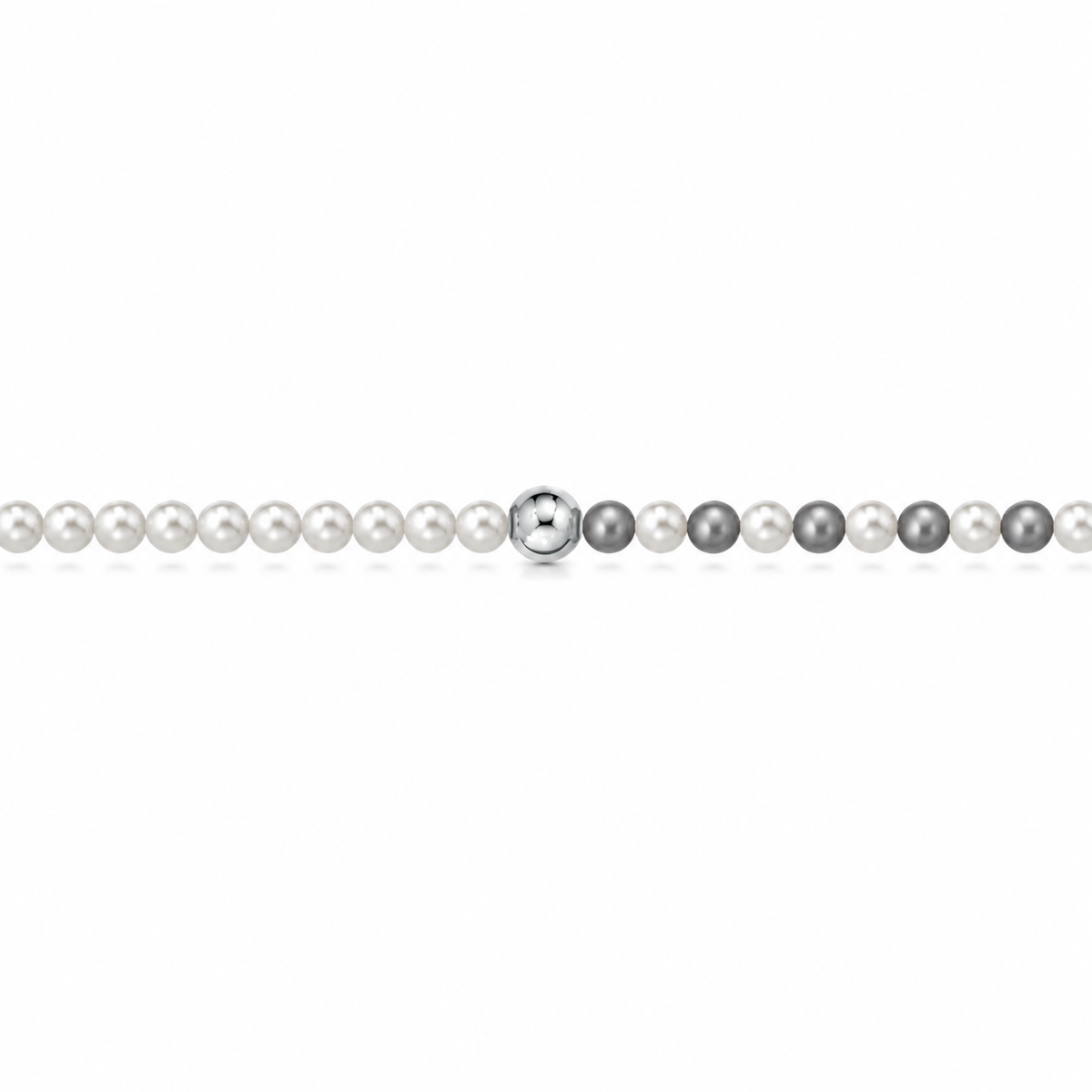 Bracciale di Perle Bicolore con Sfera in Oro Bianco 18kt