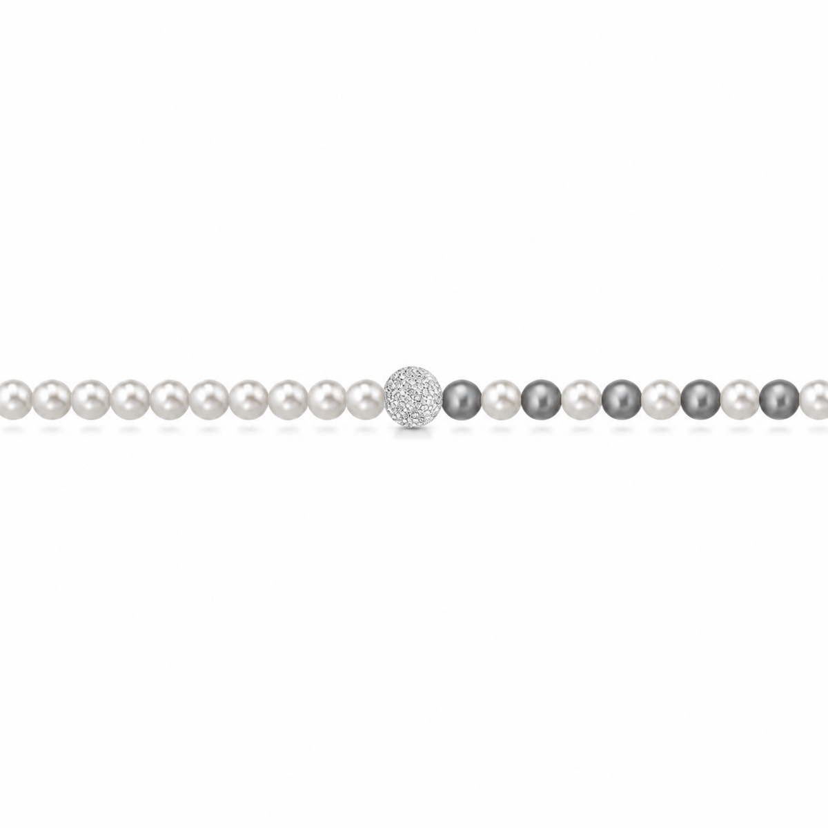 Bracciale di Perle Bicolore con Sfera in Oro Bianco 18kt