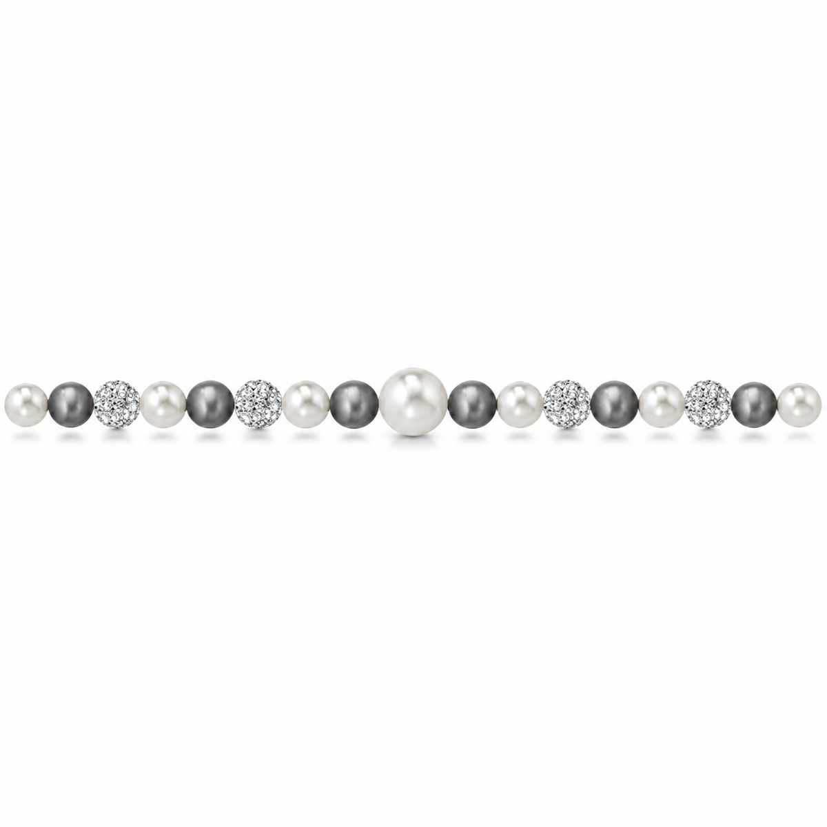 Bracciale di Perle Bianche e Grigie