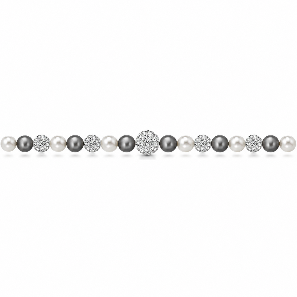 Bracciale di Perle Bianche e Grigie