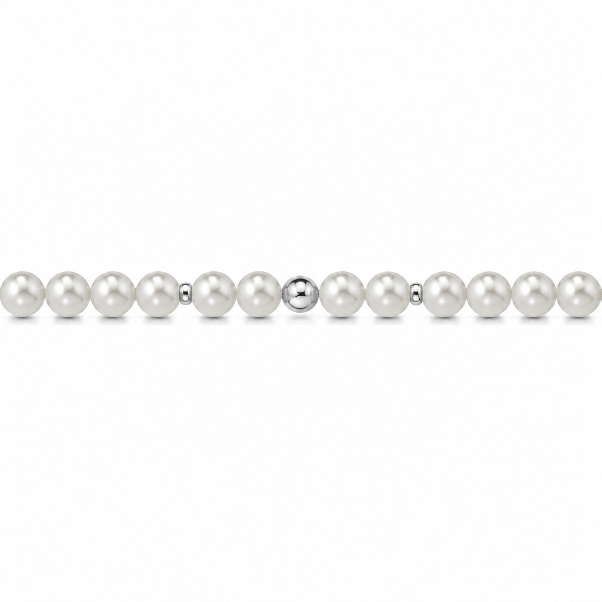Bracciale di Perle con Finitura Minimal in Oro Bianco 18kt
