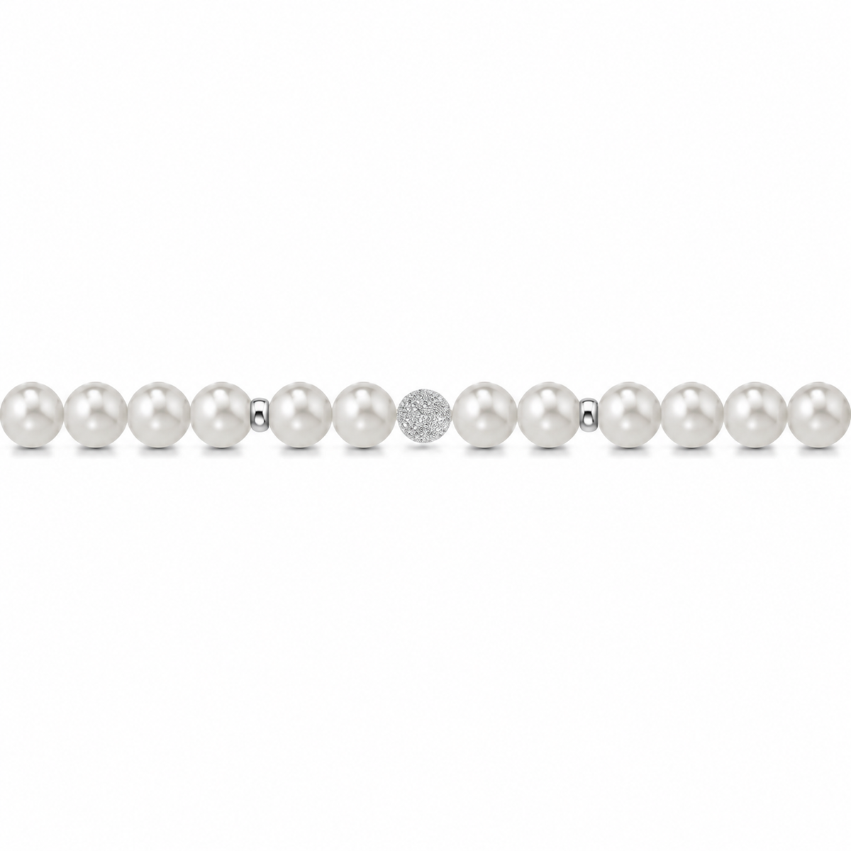 Bracciale di Perle con Finitura Minimal in Oro Bianco 18kt