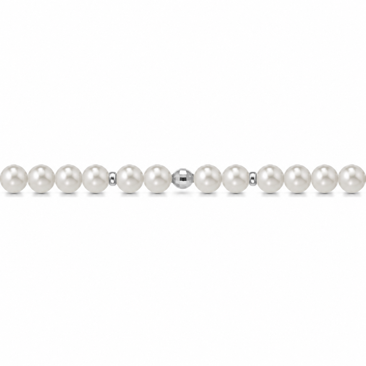 Bracciale di Perle con Finitura Minimal in Oro Bianco 18kt