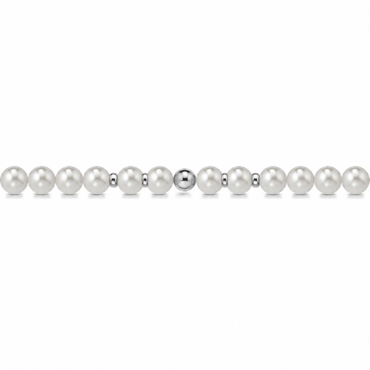 Bracciale di Perle con Finitura Minimal in Oro Bianco 18kt