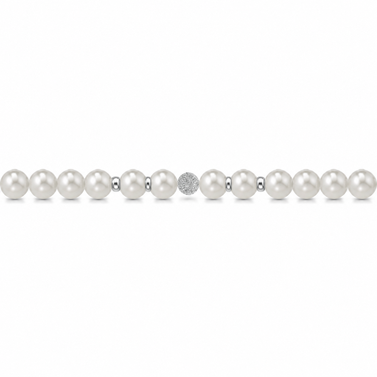 Bracciale di Perle con Finitura Minimal in Oro Bianco 18kt