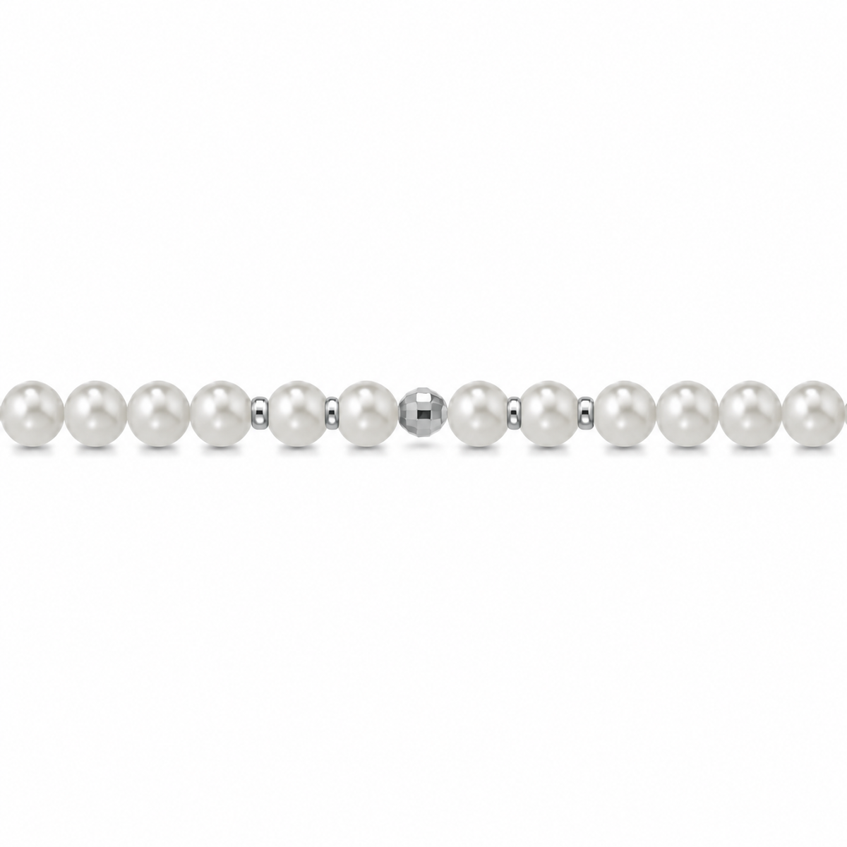 Bracciale di Perle con Finitura Minimal in Oro Bianco 18kt
