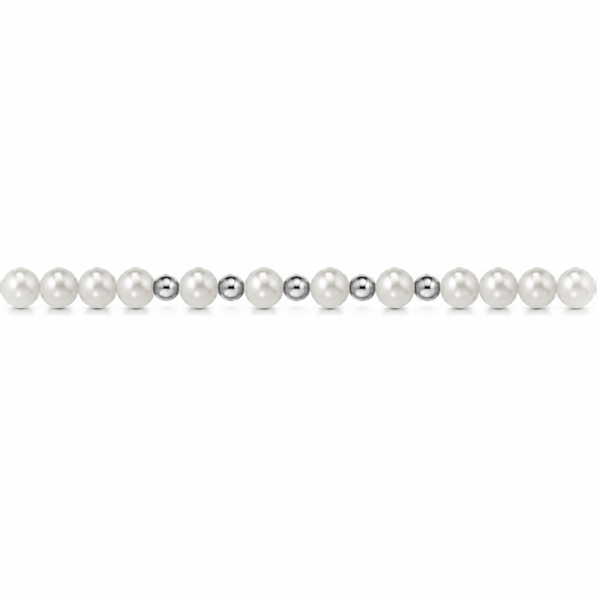 Bracciale di Perle con Finitura Minimal in Oro Bianco 18kt