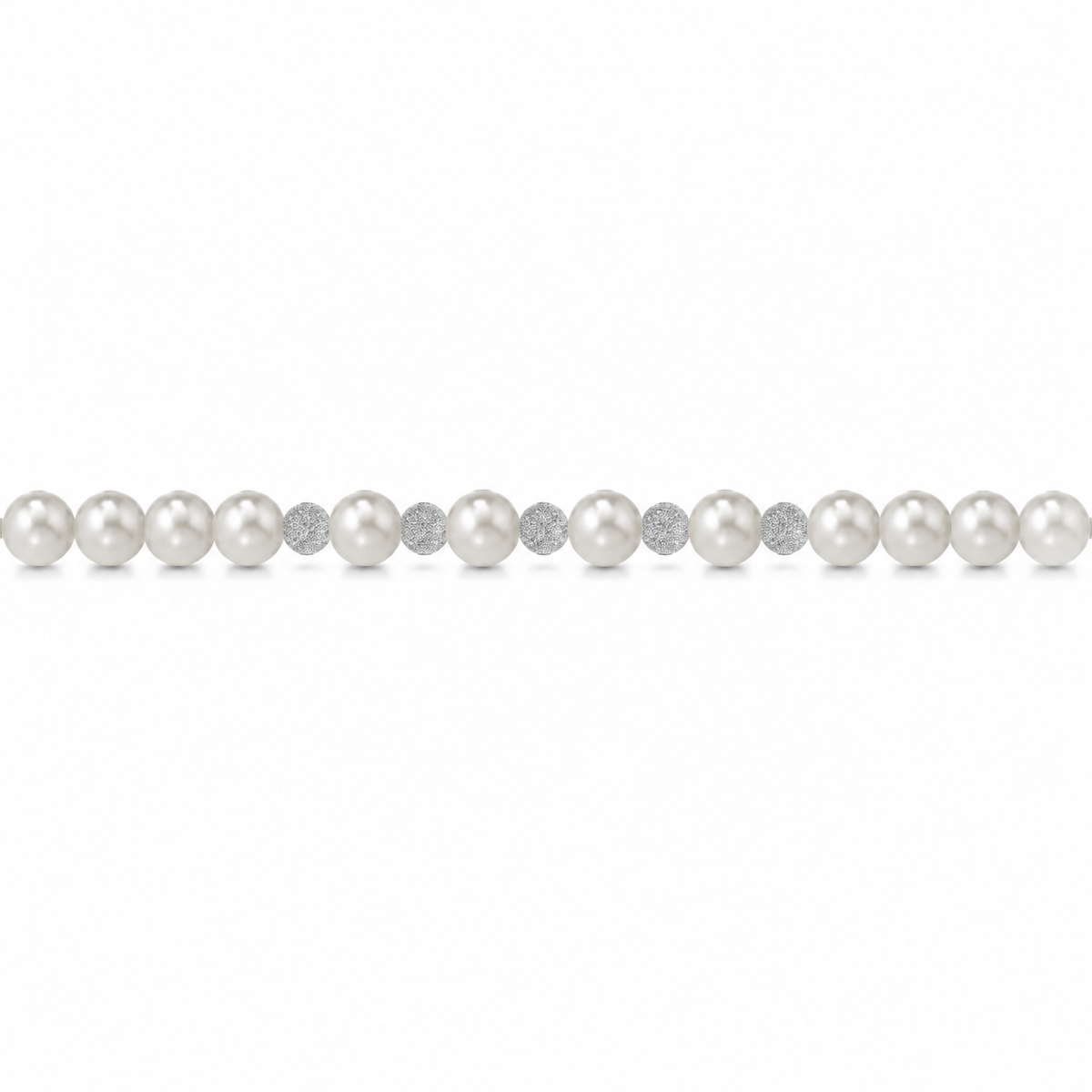 Bracciale di Perle con Finitura Minimal in Oro Bianco 18kt