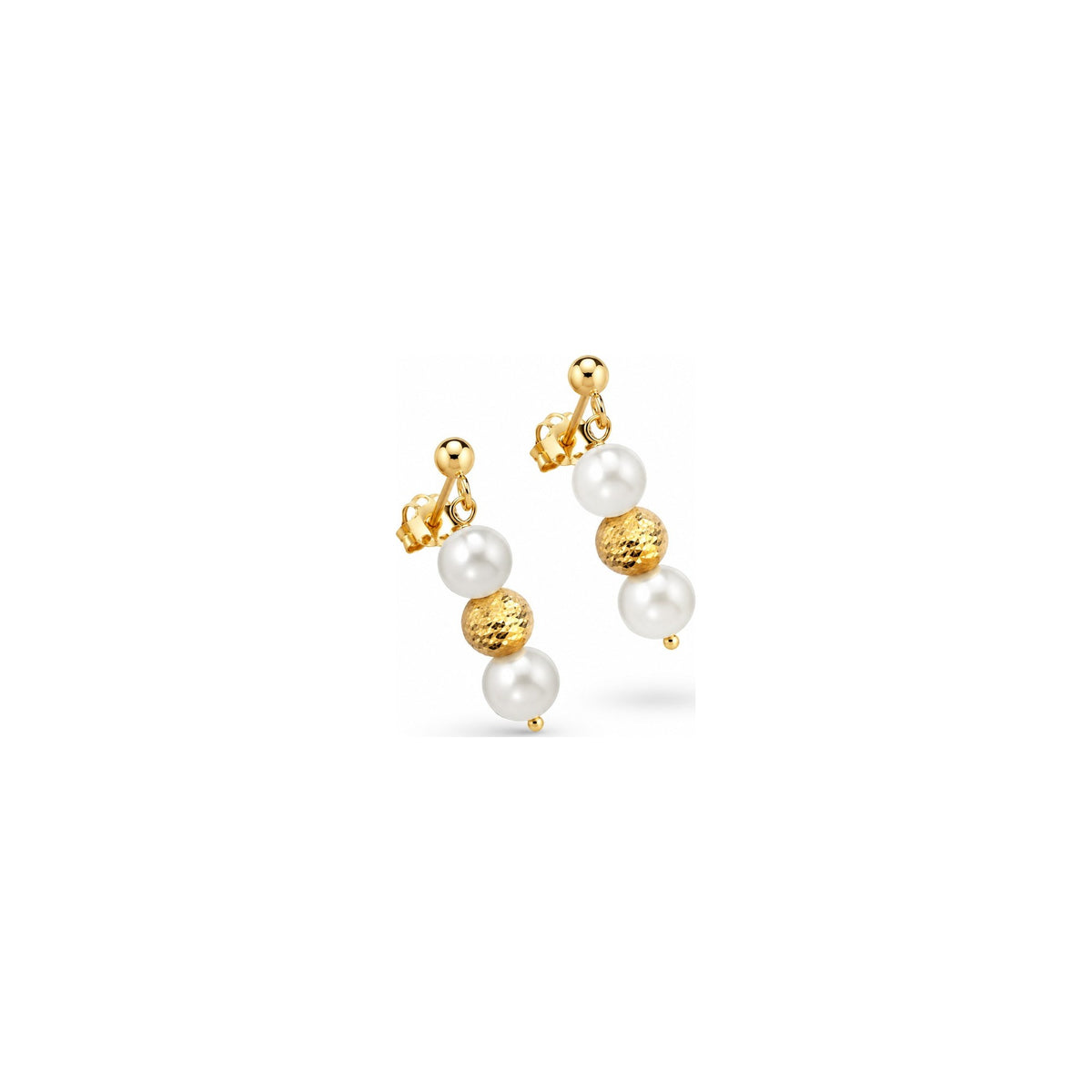 Orecchini di Perle con Perla Centrale in Oro Giallo 18kt