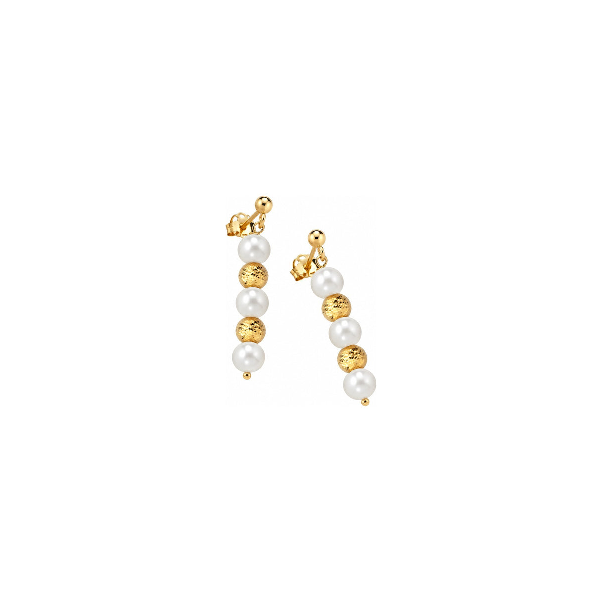 Orecchini di Perle con Sfere Sfaccettate in Oro Giallo 18kt