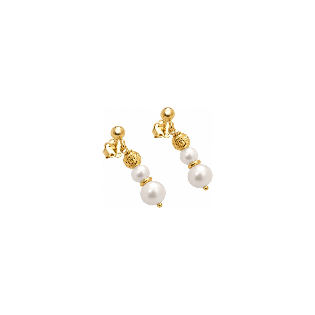 Orecchini di Perle con Micro Sfere Sfaccettate in Oro Giallo 18kt
