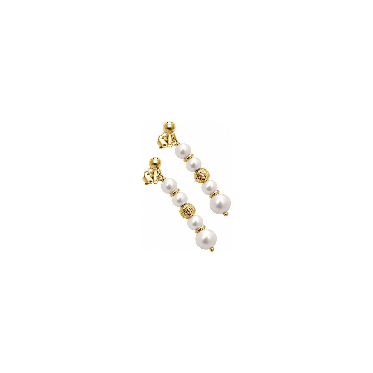 Orecchini di Perle con Micro Sfere Sfaccettate in Oro Bianco 18kt