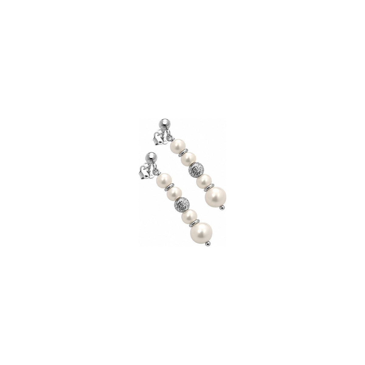 Orecchini di Perle con Micro Sfere Sfaccettate in Oro Giallo 18kt
