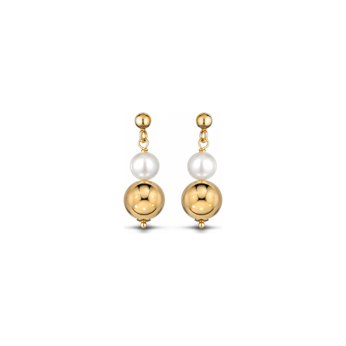 Orecchini di Perle con Sfere Lucide in Oro Giallo 18kt