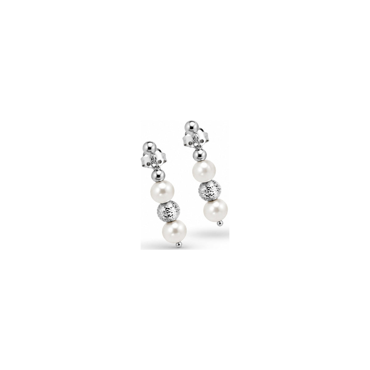 Orecchini di Perle con Perla Centrale in Oro Bianco 18kt