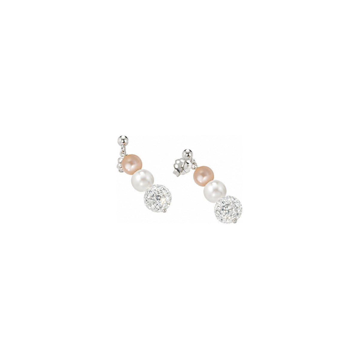 Orecchini di Perle Rosa con Diamanti