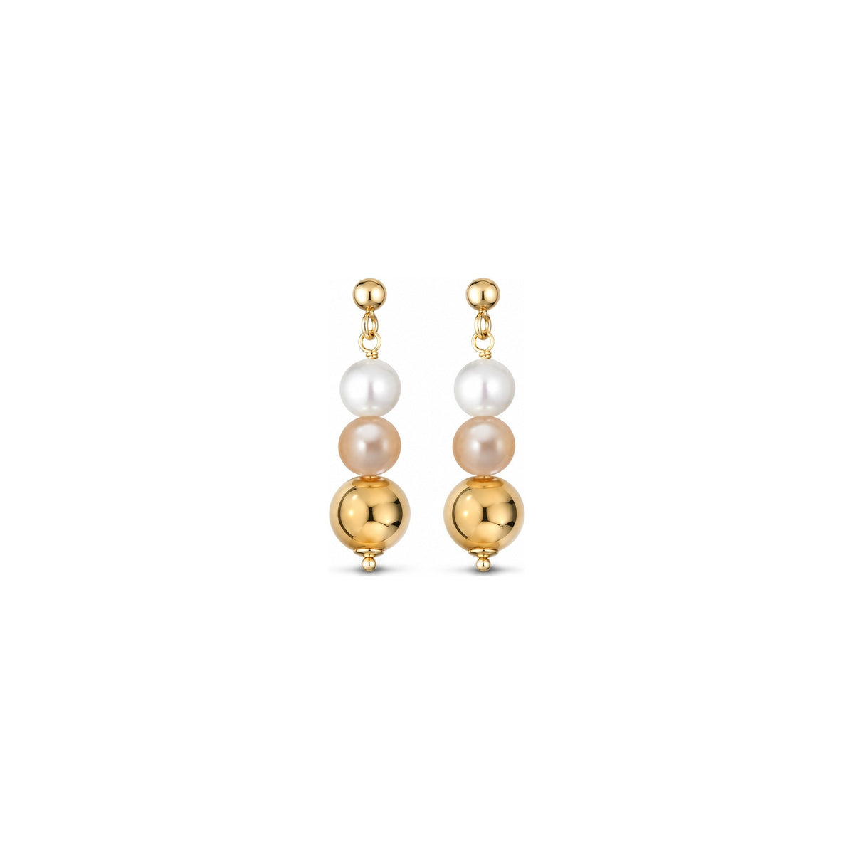 Orecchini di Perle Rosa con Dettaglio Prezioso in Oro Giallo 18kt