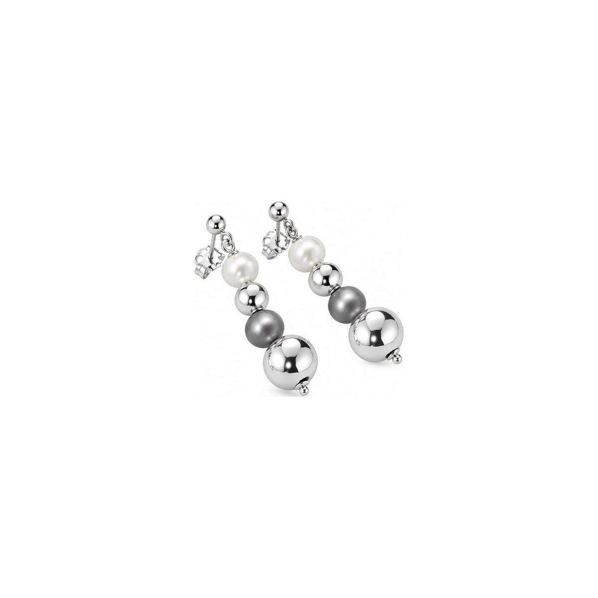 Orecchini di Perle Grigie con Dettaglio Prezioso in Oro Bianco 18kt