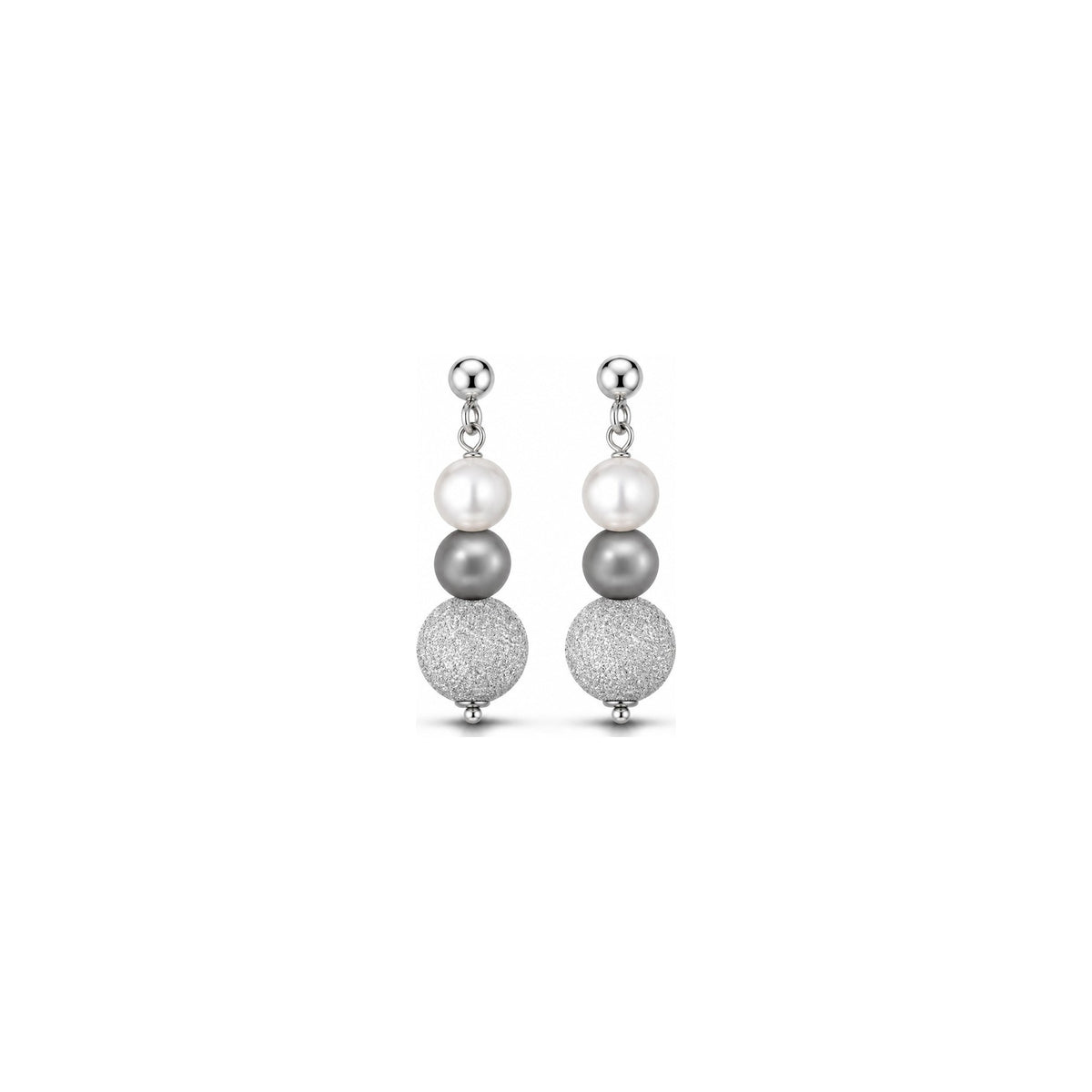Orecchini di Perle con Perla Grigia Centrale in Oro Bianco 18kt