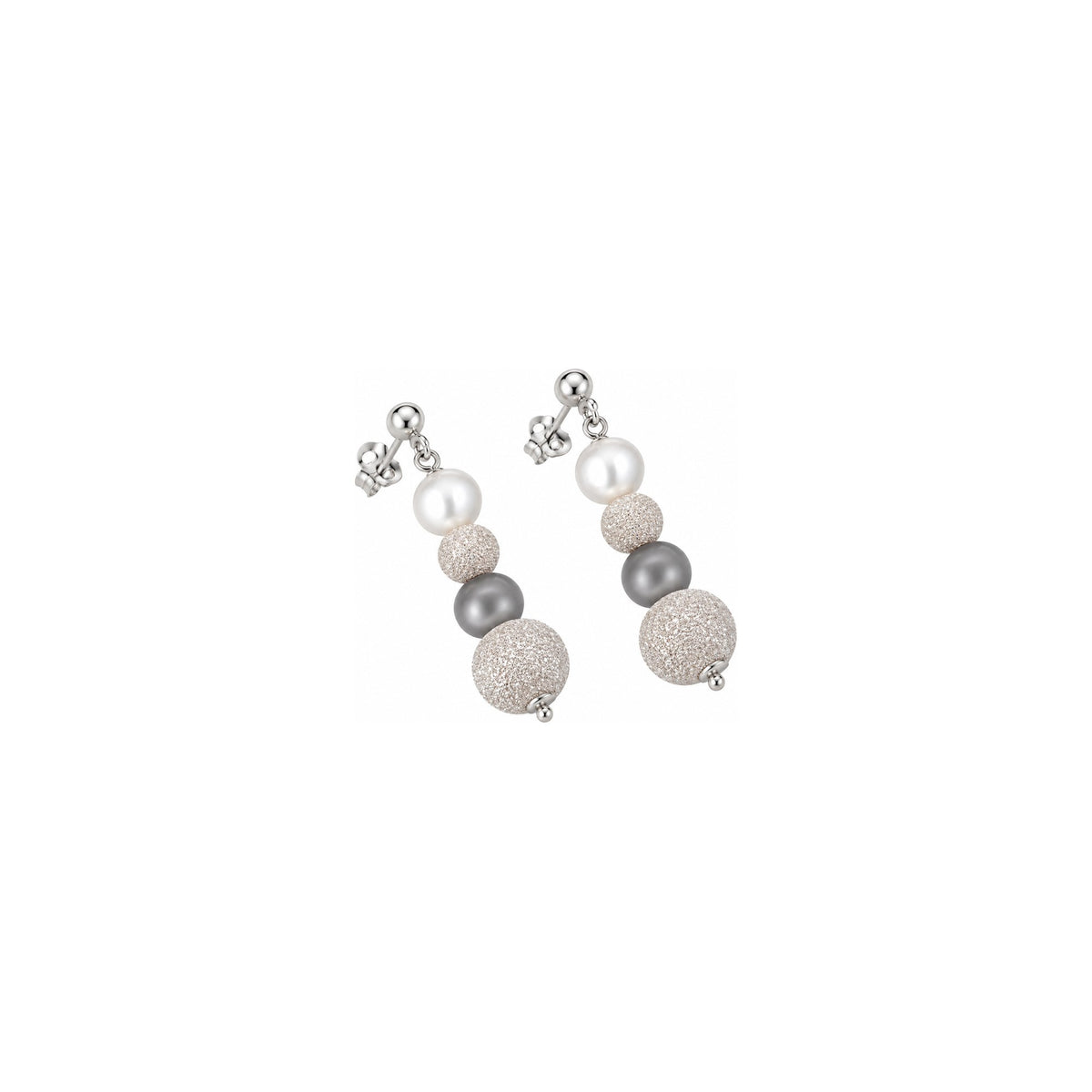Orecchini di Perle con Perla Grigia Centrale in Oro Bianco 18kt