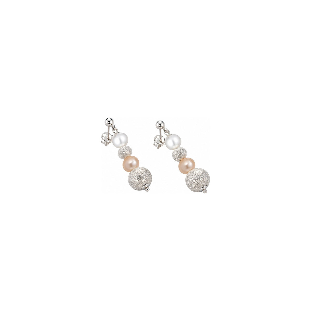 Orecchini di Perle con Perla Rosa Centrale in Oro Giallo 18kt