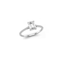 Anello Solitario Pavé Diamante Lab Grown Taglio Smeraldo Oro 9kt