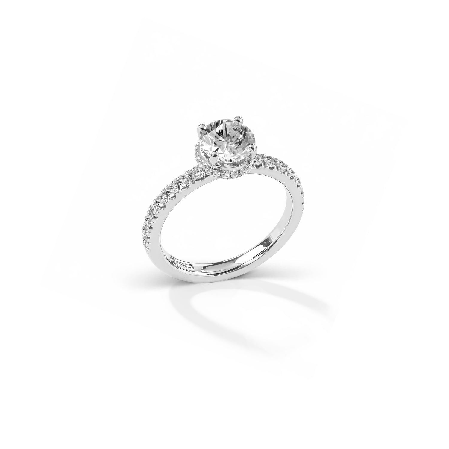 Anello Hidden Halo Diamante Lab Grown 1.00 ct Oro Bianco 9kt