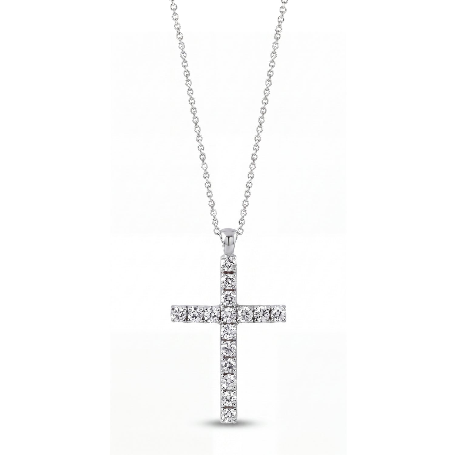 Collana Croce Tennis Diamanti Lab Grown 0.83 ct Oro Bianco 9kt