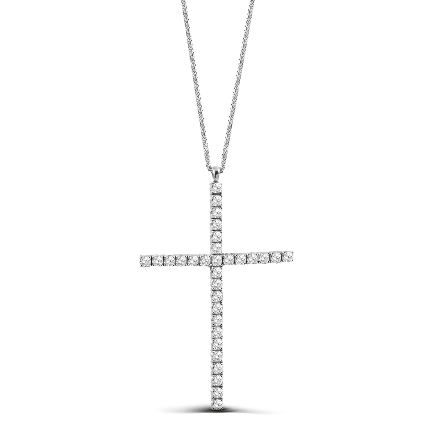 Collana Croce Tennis Diamanti Lab Grown 2.90 ct Oro Bianco 9kt