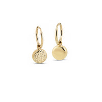 9 Carat Yellow Gold Hoop Earrings with Double-Sided Disc Pendant
